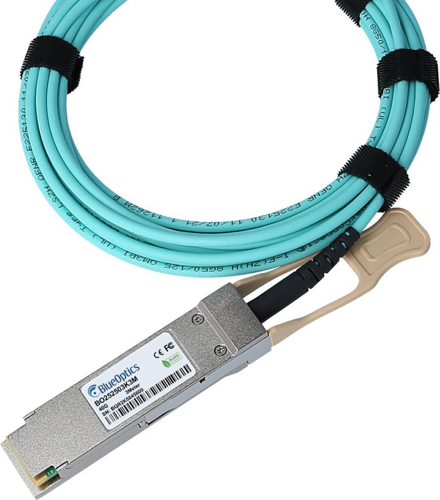 Compatible Avaya AA1404028-15M QSFP Blueoptics Active optical cable (AOC). 40GBase-SR4. Ethernet. InfiniBand FDR10. 15 meters (AA140428-15M-BO)