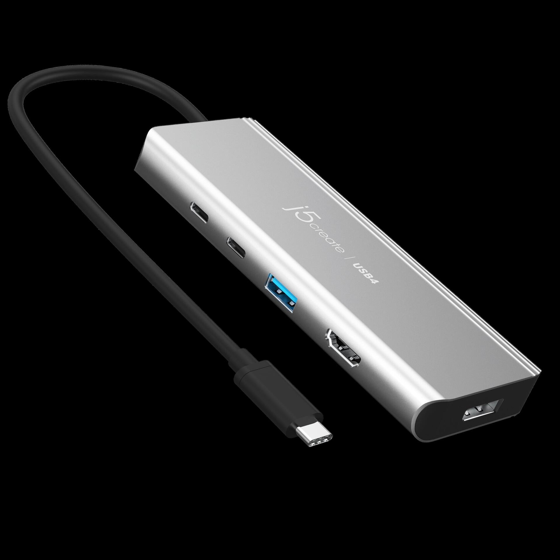 J5Create JCD401-N USB4 4K multi-port hub - wired - USB 32 Gen 2 (31 gene 2) Type-C - 85 W - silver -