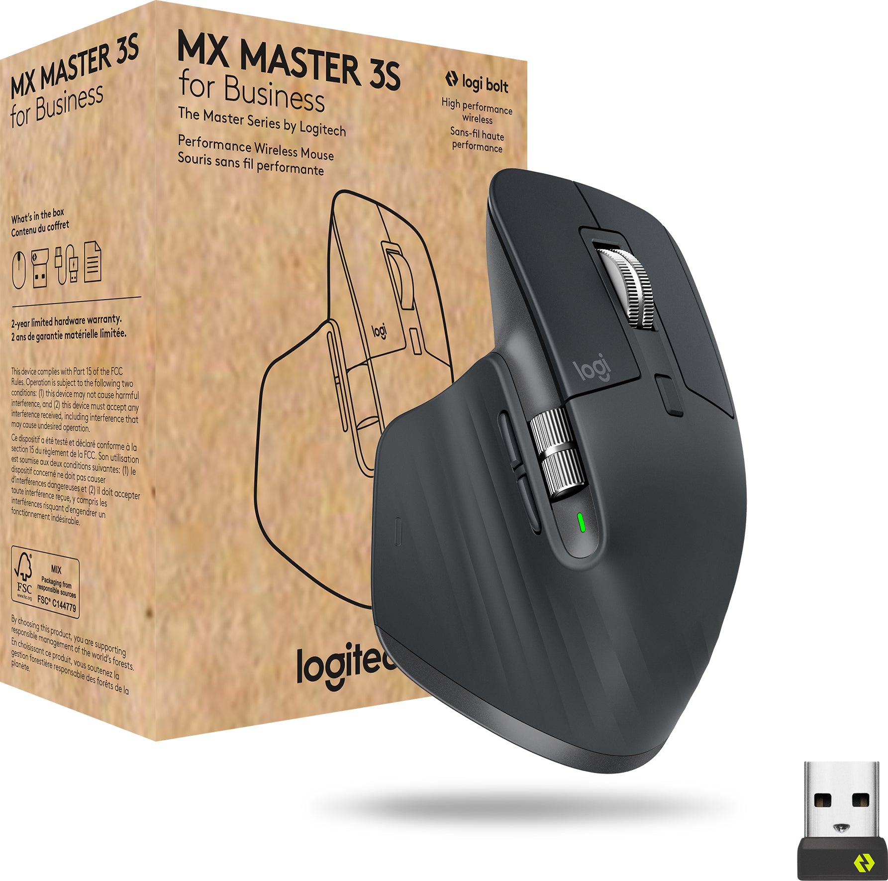 Logitech Master Series Master 3S Business - Mouse - ergonomic - right-wing - optical - 7 buttons - wirelessly - Bluetooth - Logitech Logi