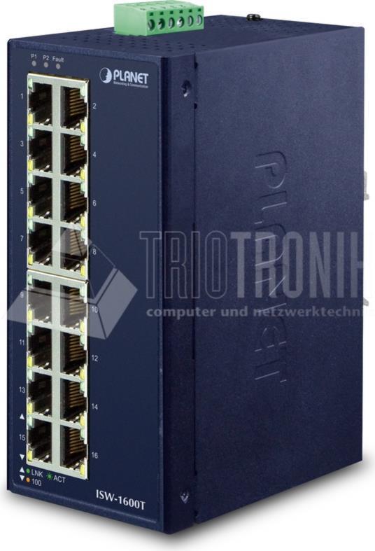Planet ISW-1600T Network Switch Fast Ethernet (10100) blue (ISW-1600T)