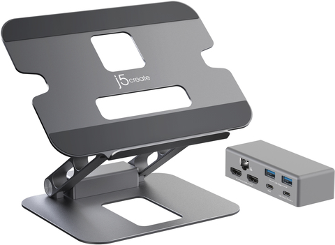 J5Create JTS427-N Multi-angle 4K docking station - Notebook-  tablet-closer - gray - aluminum - 40.6 cm (16 ) - Windows laptop