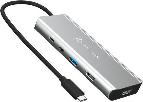 J5Create JCD401-N USB4 4K multi-port hub - wired - USB 32 Gen 2 (31 gene 2) Type-C - 85 W - silver -