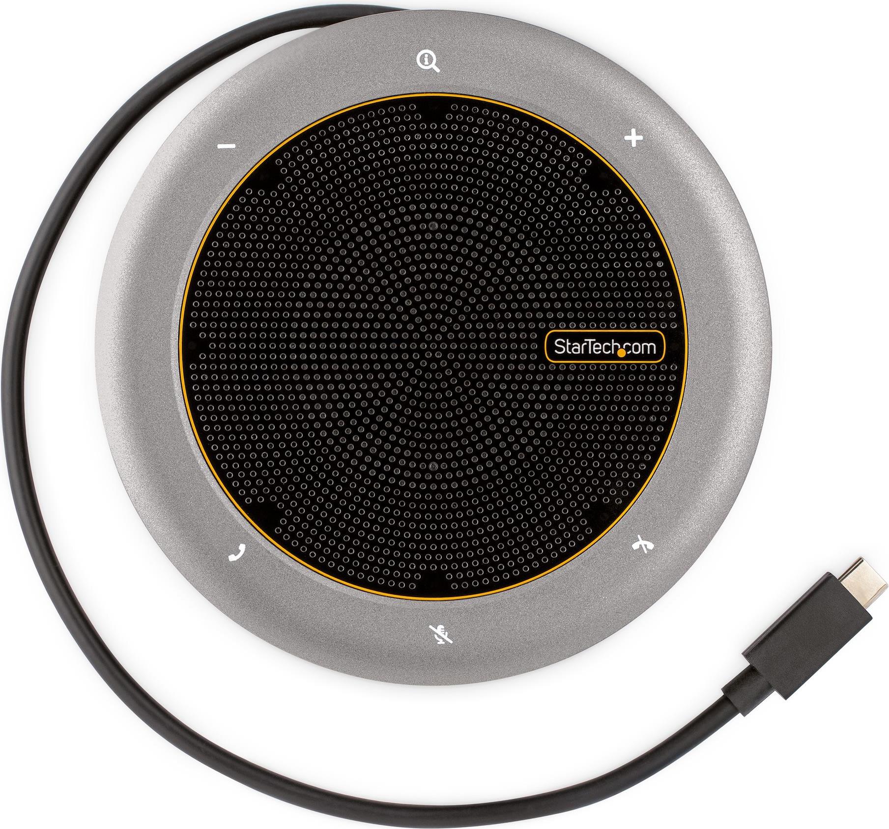 Startechcom USB-C Conference Speaker Mini Dock. Portable Boardroom Speaker and Multiport Adapter. USB-C TO VGA OR 60Hz HDMI. 2x USB-A