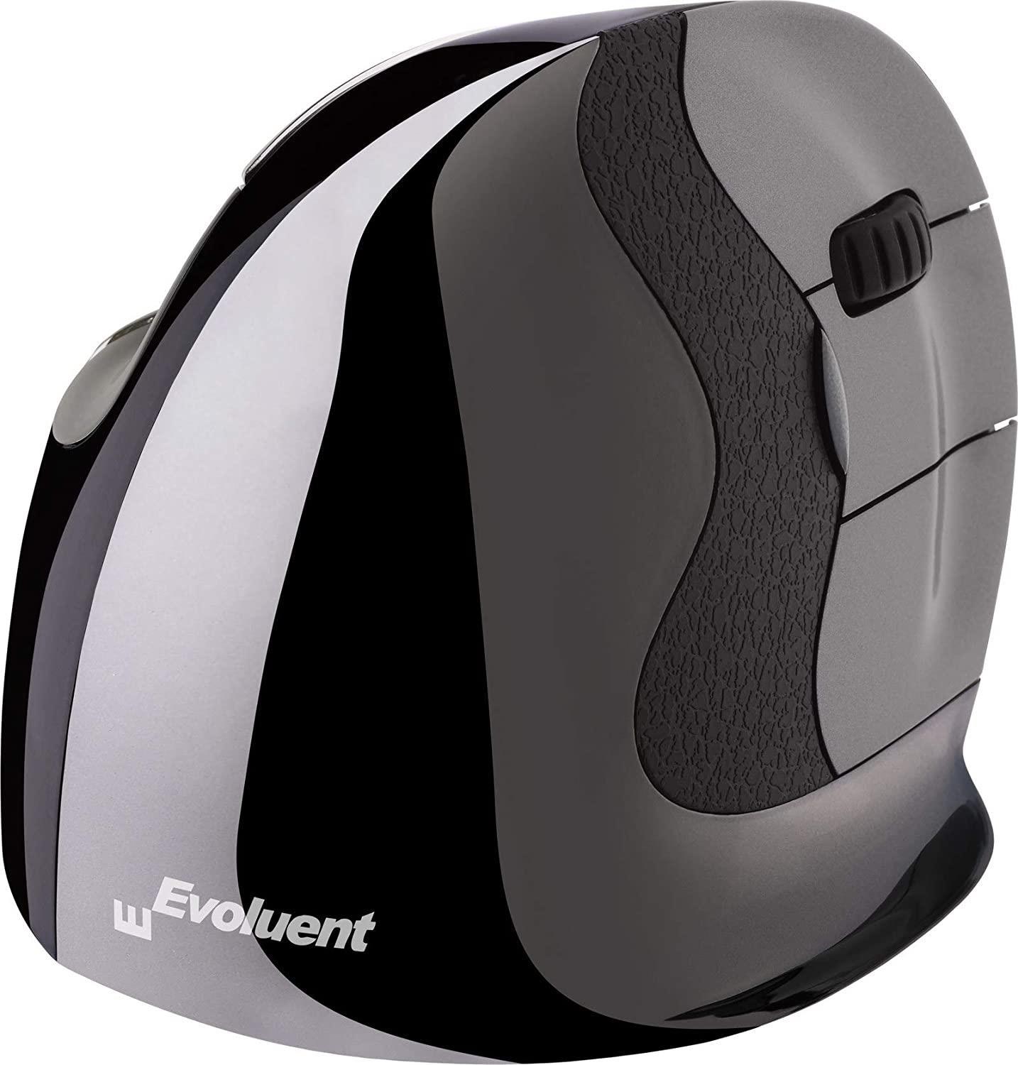 Evoluent vertical mouse D medium - mouse - ergonomic - laser - 6 buttons - wirelessly - wireless sensor (USB)