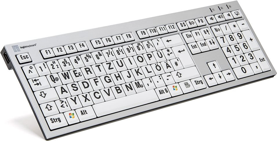 Logickeyboard Largeprint - keyboard - USB - QWERTZ - German - black on white