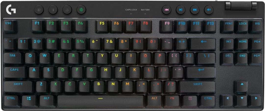 Logitech G Pro X TKL - keyboard - gaming - backlight - Bluetooth. 24 GHz - Qwerty - International - key switch tactile - black (920-012136)