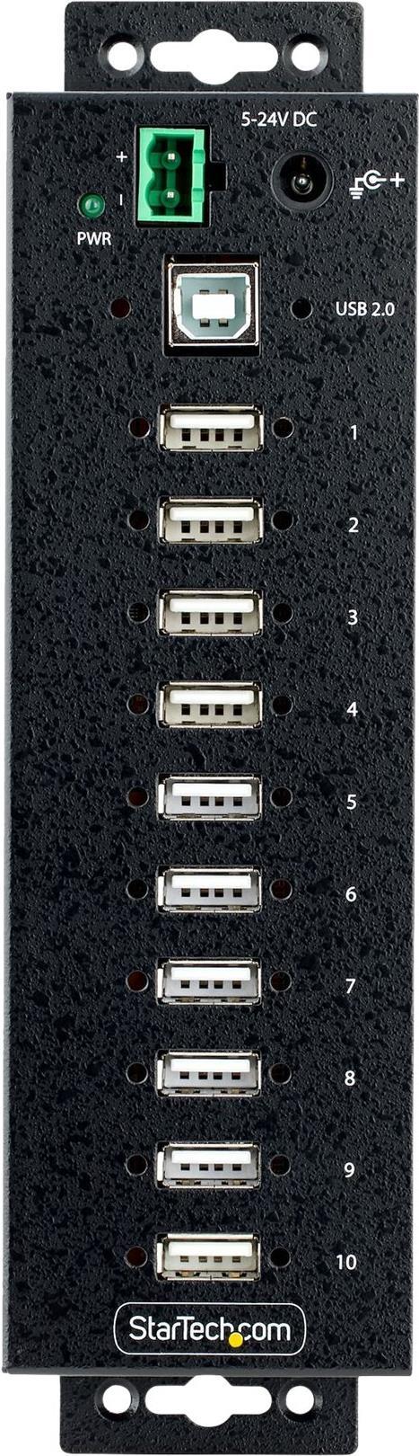 Startechcom industrialist 10 port USB 20 active USB distribution bar dinval table mountable USB multiple plug USB SPLI (USB210AIND-USB-A-HUB)