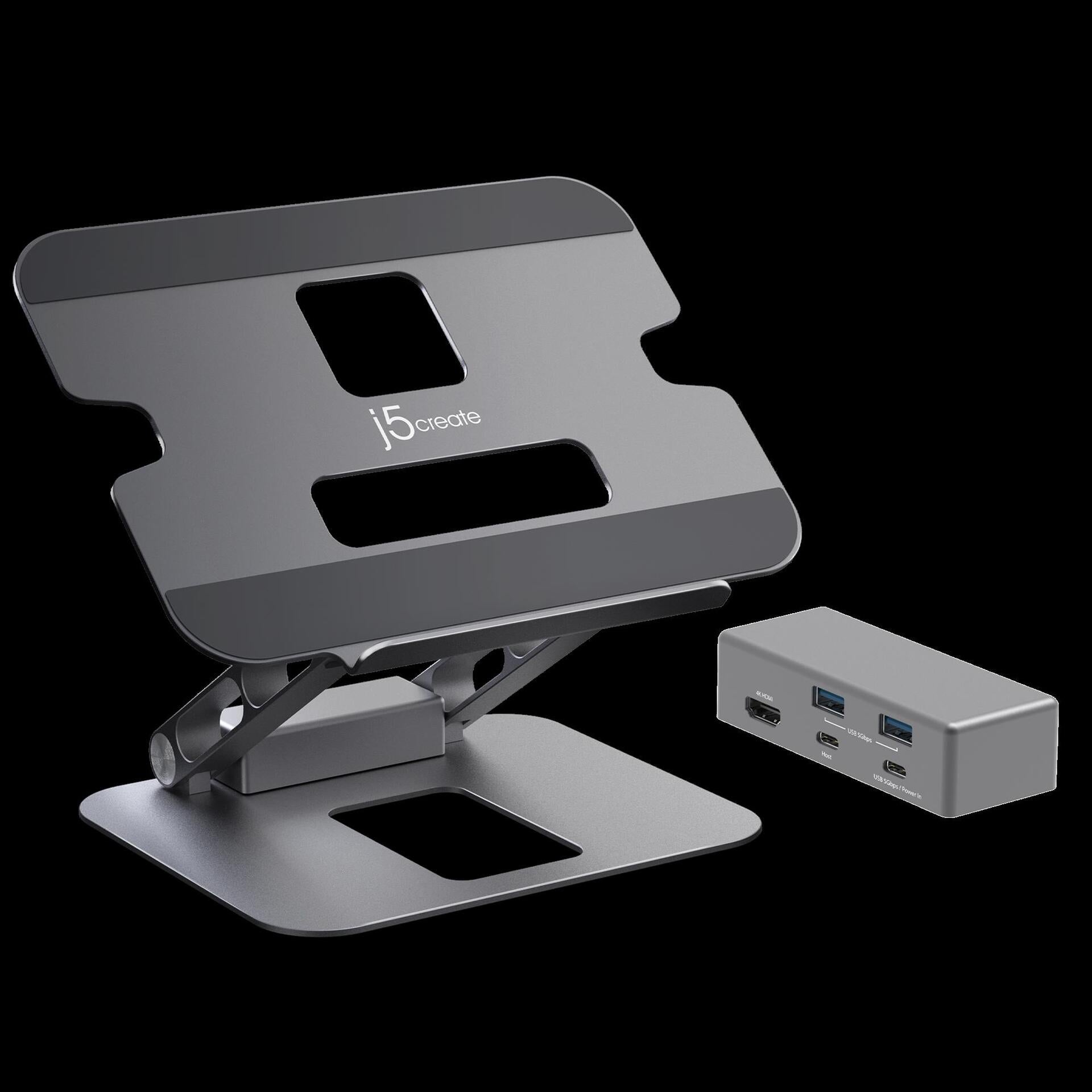 J5Create JTS327-N Multi-angle 4K docking station - notebook-stead - gray - aluminum - 40.6 cm (16 ) - 4 kg - laptop    Mac (