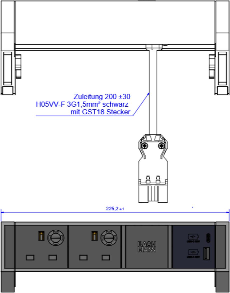 Bachmann Desk2 2xuk 1xusb A \\u0026 C 22W 0.2M (902944)