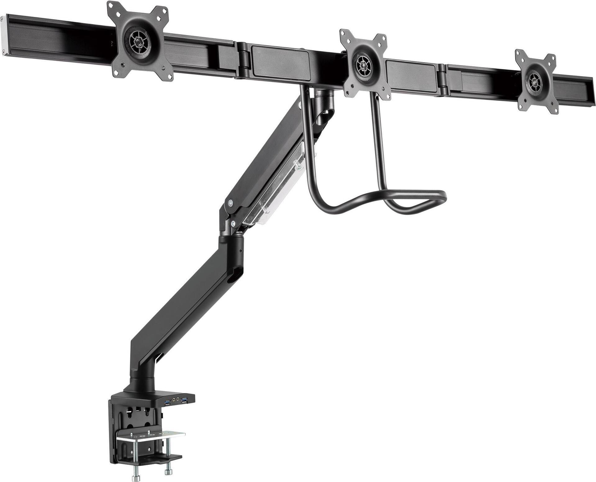 Inline table holder with lifter and USB 30. movable. 3 monitors to 69cm (27). Max 3x6kg (23172a)