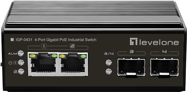 Levelone IGP-0431 - Switch - Unmanaged - X 101001000 (POE)     2 X Gigabit SFP - on DIN-rail - - POE - Power