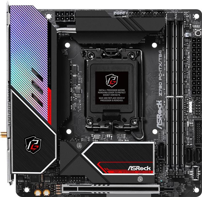 ASRock Z790 PG-ITXTB4 - Motherboard - Mini-ITX - LGA1700 sockers - Z790 chipset - USB 3.2 1. USB 3.2 2. USB-C