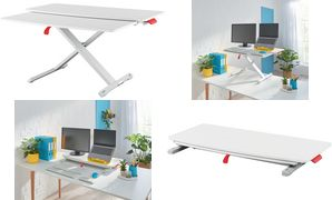 Leitz seat-stand workstation ergo cosy. Extendable. Light gray pull-out keyboard- \\u0026 mouse shelf. Pneumatic supported - 1 stem (6532-00-85)