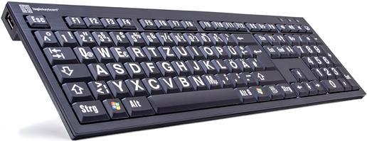 Logickeyboard XL Print PC Line Nero - keyboard - USB - German - white on black - with logiclight