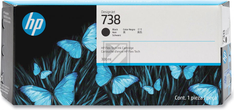 HP 738 - 300 ml - black - original - design jet - ink cartridge (498n8a)
