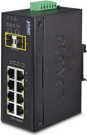 Planet IGS-1020TF - Switch - not managed - x 101001000     2 x gigabit SFP - on DIN rail assembly - AC 24 V    DC