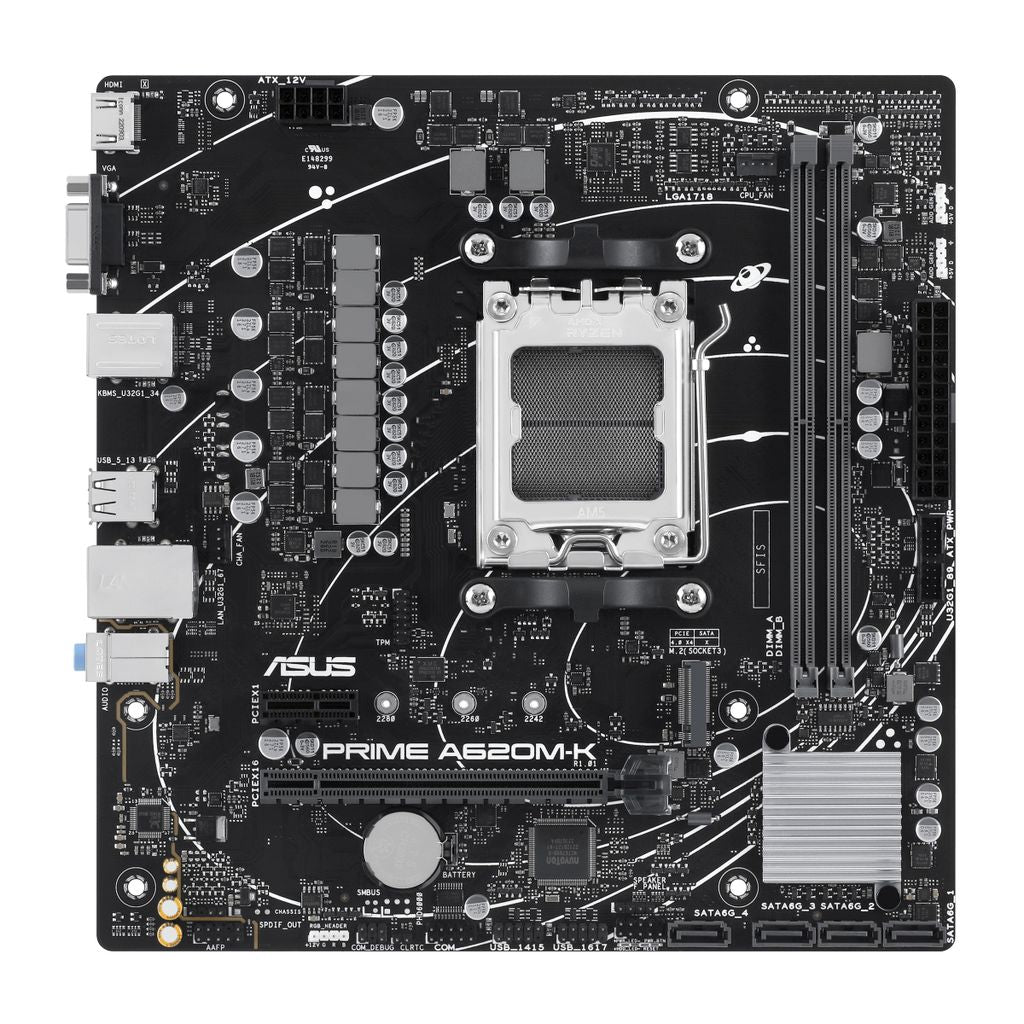 ASUS Prime A620M-K - AMD - socket AM5 - Ryzen 5 7th Gen - AMD Ryzen 7th Gen - AMD Ryzen 9 7th gene - - -